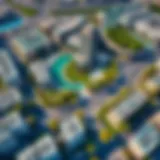 Aerial view of Al Barsha showcasing modern architecture and lush greenery
