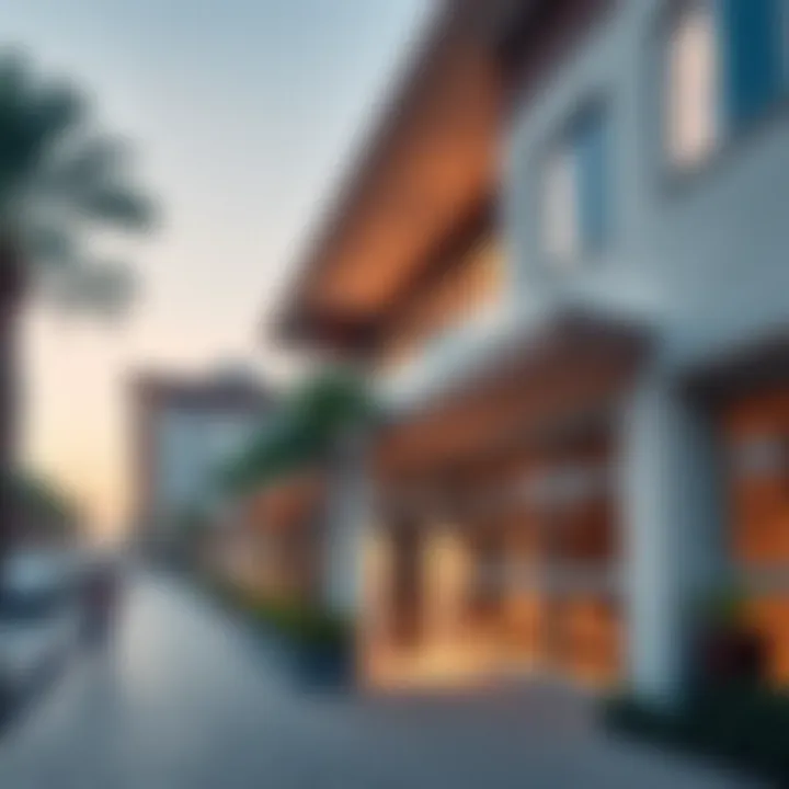 A striking architectural feature of Al Khawaneej Walk highlighting modern design elements