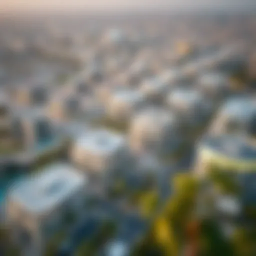 Aerial view of Aldar's Sustainable City showcasing innovative architecture