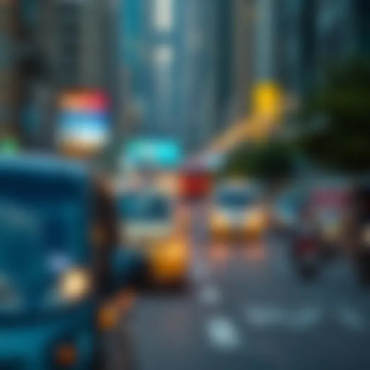 Busy Dubai street with various transportation modes