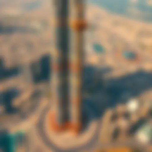 Aerial Perspective of the Burj Khalifa Under Construction Aerial view of Burj Khalifa during construction