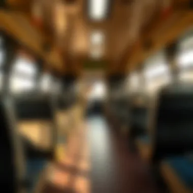 Interior of a bus offering amenities for travelers