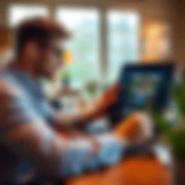 Analyzing Rental Listings Online Person reviewing rental listings on a laptop