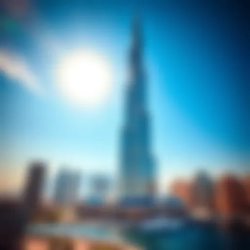 Stunning view of Concord Tower against Dubai skyline