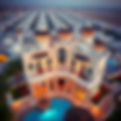 Aerial view of Dar Al-Musayef showcasing its unique architecture