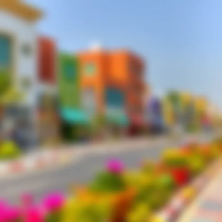 Vibrant neighborhood view of Al Qusais highlighting amenities