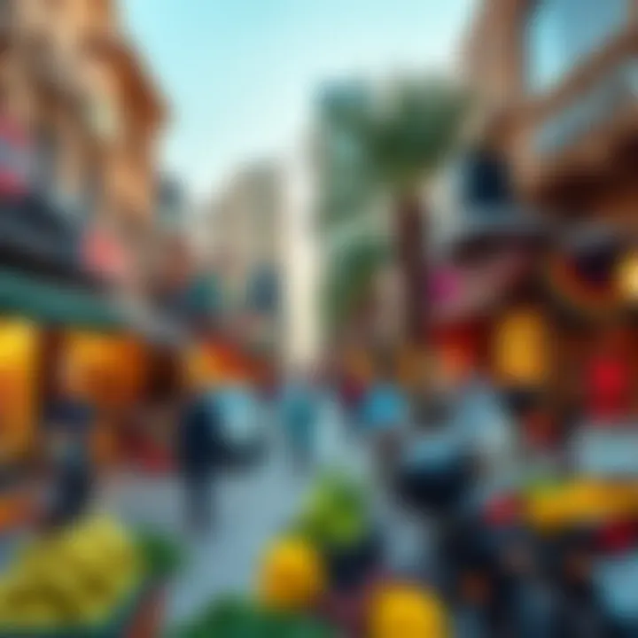 Vibrant marketplace in Al Barsha with local shops