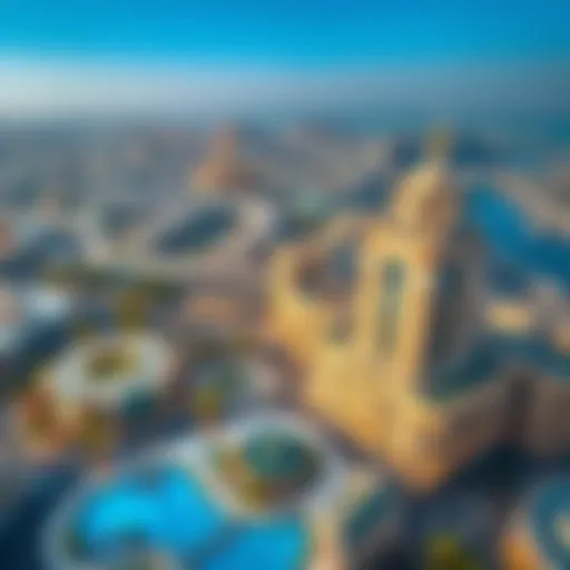 Aerial view of Al Dana showcasing its unique architecture