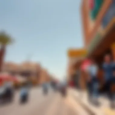 Vibrant street life in Al Dana with cultural elements