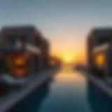 Breathtaking view of Emaar's beach mansion exterior at sunset