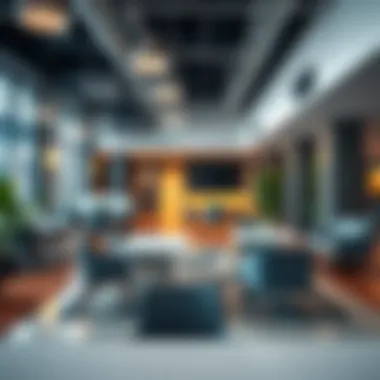 Vibrant Collaborative Areas in Coworking Spaces An inviting coworking space with vibrant collaborative areas