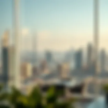 Dubai Skyline View from a Coworking Space A scenic view of Dubai's skyline from a coworking space