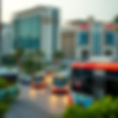 Public transport options including buses and metro