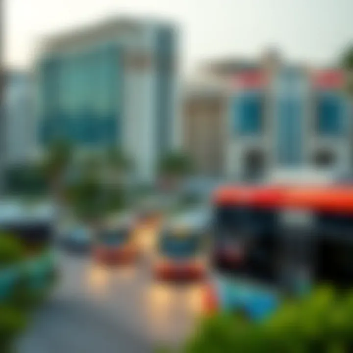 Public transport options including buses and metro