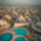 Aerial view of دريم لاند showcasing unique architectural designs