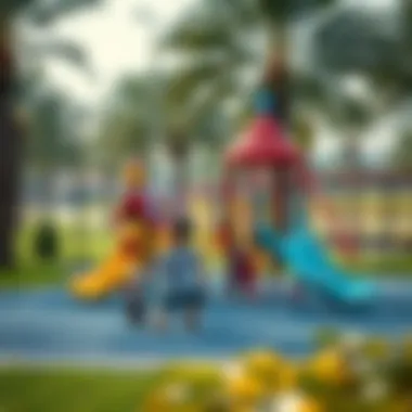 Recreational Activities at Dubai Hill Park Children playing in the playground area of Dubai Hill Park