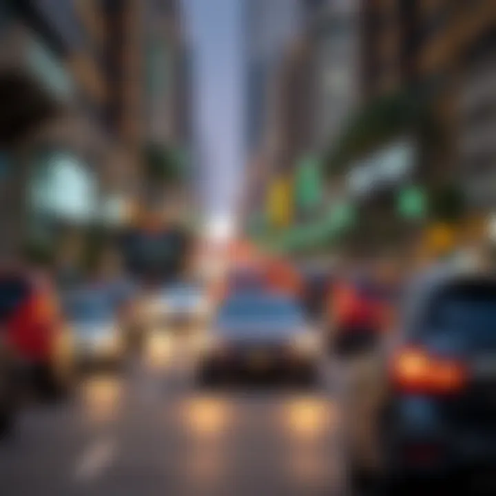 Traffic Dynamics in Dubai on Fridays Busy Dubai street on a Friday illustrating traffic management