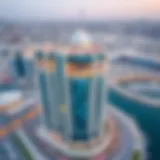 Aerial view of Marina Park Building showcasing its architectural elegance