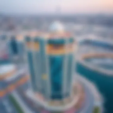 Aerial view of Marina Park Building showcasing its architectural elegance