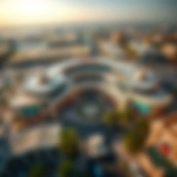 Aerial perspective of Oasis Mall highlighting its expansive layout and surroundings