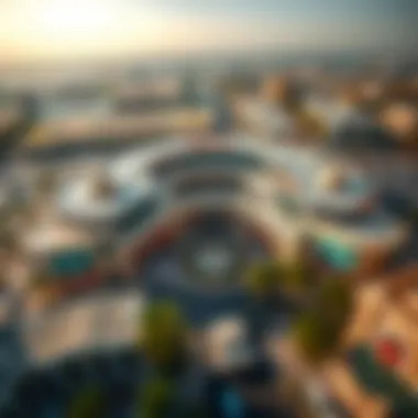 Aerial View of Oasis Mall Dubai Aerial perspective of Oasis Mall highlighting its expansive layout and surroundings