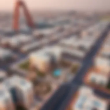 Aerial view of Arjan highlighting the location of Privà Living within the urban landscape
