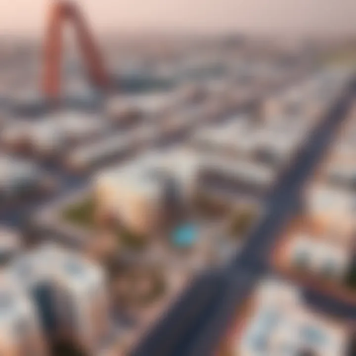 Aerial view of Arjan highlighting the location of Privà Living within the urban landscape