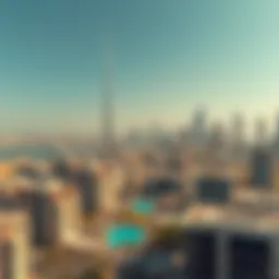 Overview of Dubai skyline with rental properties