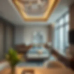 Modern interior of a room rental in Al Khail Heights