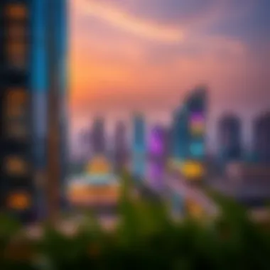 Vibrant Architecture of International City Panoramic view of International City, Dubai showcasing vibrant architecture