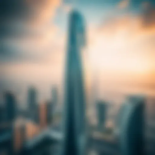 Aerial view of Amna Tower showcasing its unique architectural design