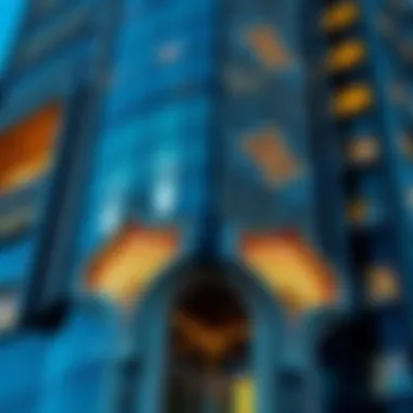 Close-up of Amna Tower's facade Close-up of Amna Tower's facade highlighting intricate design elements