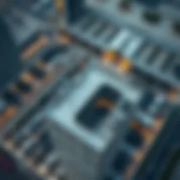 An aerial view of a modern parking structure in Dubai