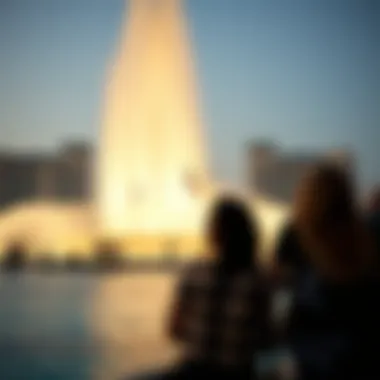 Visitors enjoying the fountain performance