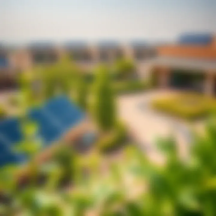 Sustainable initiatives like solar panels and eco-friendly landscaping