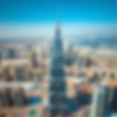 Aerial view of Sheikha Noora Tower within the Dubai skyline