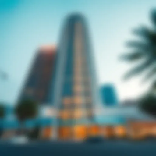 The stunning facade of Sheikha Noora Tower showcasing its modern architecture