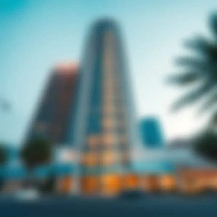 The stunning facade of Sheikha Noora Tower showcasing its modern architecture