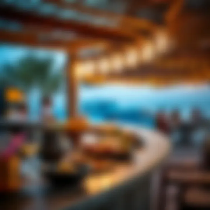 A gourmet snack bar at the beach cinema, featuring an array of culinary delights and refreshments.