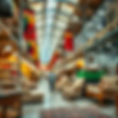 A vibrant market atmosphere filled with diverse furniture options