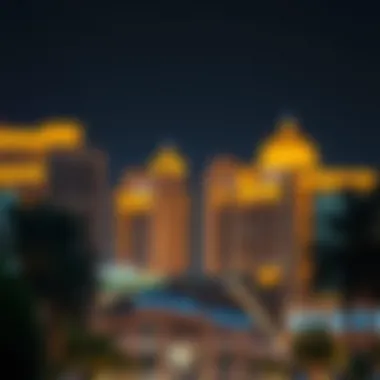 Night view of Liwan highlighting its illuminated structures