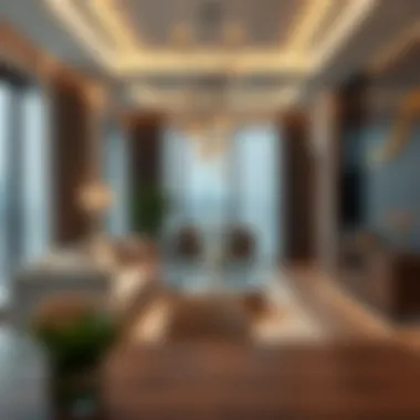 Interior shot of a luxury apartment in مركز المنارة highlighting modern design