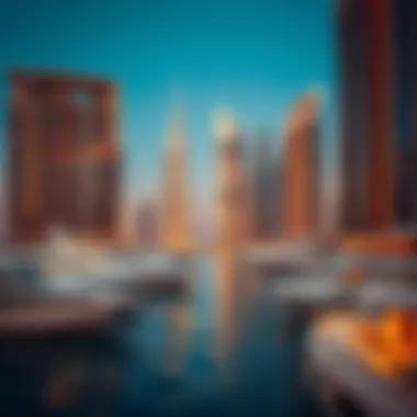 The stunning architecture of Dubai Marina with yachts