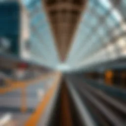 A panoramic view of Dubai's metro station showcasing its modern architecture.