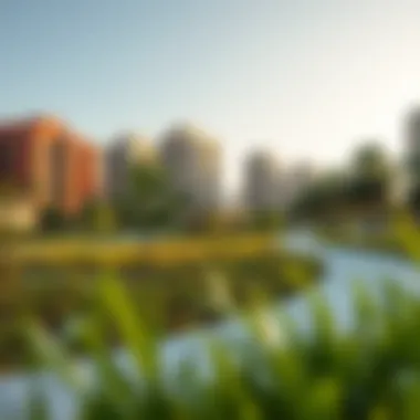 A serene urban park in Noor Dubai illustrating the blend of nature and urban life.