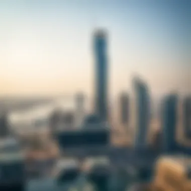 Panoramic view of Business Bay with Regal Tower prominently placed
