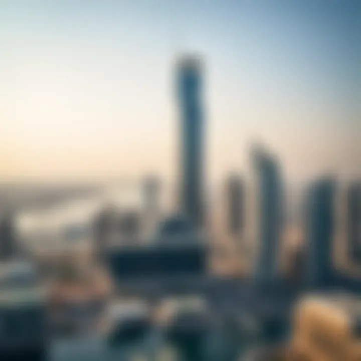 Panoramic view of Business Bay with Regal Tower prominently placed