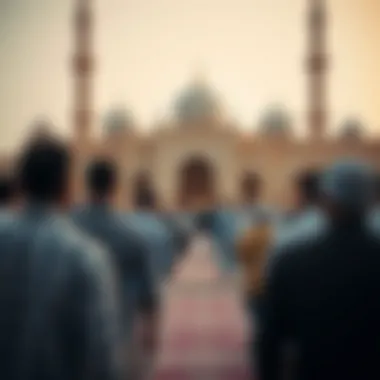 Community gathering during Ramadan prayers at a mosque