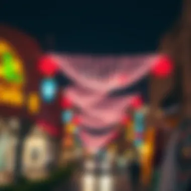 Colorful Ramadan decorations illuminating a city street
