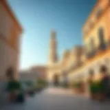 A panoramic view of Souq Al Marfa showcasing its unique architectural design